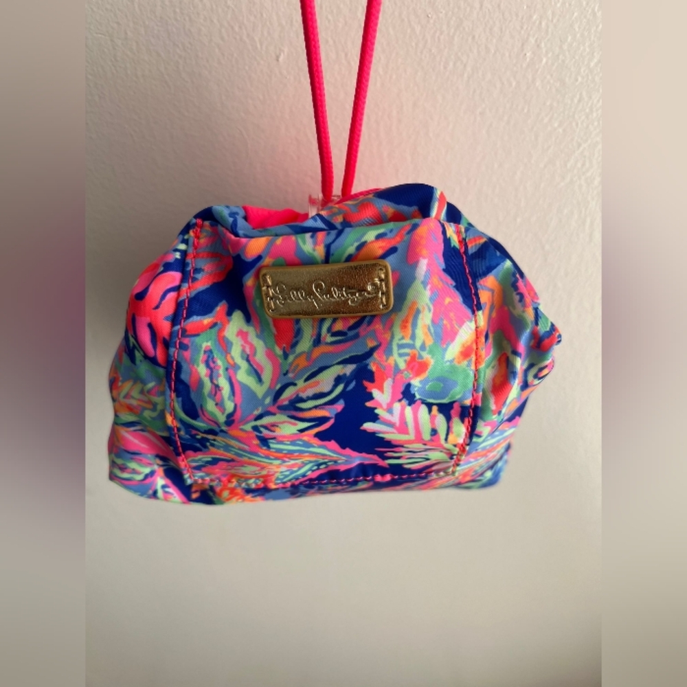 Lily Pulitzer pouch make-up toiletries drawstring vibrant 2 pockets travel